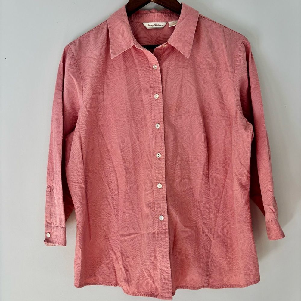 Tommy Bahama 100% Cotton Textured Button-Down Shirt Pink, Size XL